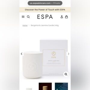 ESPA Bergamot & Jasmine Scented Candle NEW